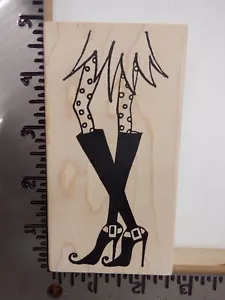 NORTHWOODS WITCH LEGS BOOTS HALLOWEEN WOOD RUBBER STAMP EUC L4616 - Picture 1 of 2