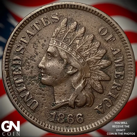 1866 Indian Head Cent Penny  Q7864 Cover