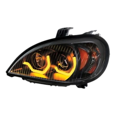 LH "Blackout" Headlight with Dual LED Amber Light Bar For Freightliner Columbia - Image 1 of 4