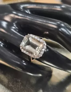❤️Green Amethyst & White Zircon Rose Midas Ring 8.30cts Size N To O ❤️ - Picture 1 of 15