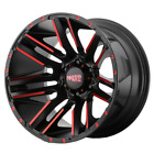 20x10 Moto Metal MO978 Black Mach W/Red Tint Wheels 5x5.5 (-24mm) Set of 4