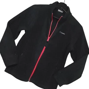 Columbia Youth Full Zip Fleece Jacket Sweatshirt Sz XL Mock Neck Black Red - Picture 1 of 8
