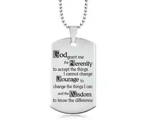 Personalised Serenity Prayer Necklace, Dog Tag, Made from Stainless Steel - Picture 1 of 3