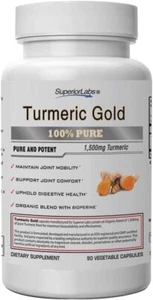 Superior Labs | Organic Turmeric Curcumin (95% curcuminoids) with BioPerine | Pu - Picture 1 of 6