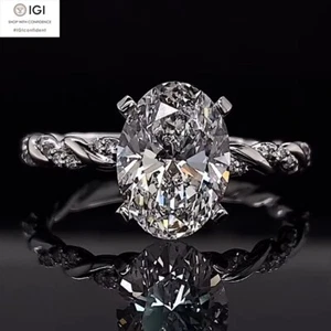 2.50Ct IGI E VS1 OVAL CUT LAB GROWN DIAMOND ENGAGEMENT RING IN 14K WHITE GOLD - Picture 1 of 16