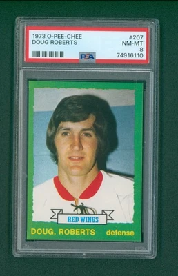 1973 O-Pee-Chee Hockey Card - #207 Doug Roberts, PSA 8 NM/MT - Image 1 of 2