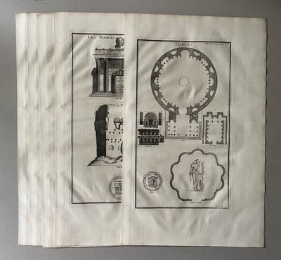 Temples - 5 Kupferstiche Montfaucon Antiquité Tempel Jupiter Neptun Juno 1722 - Bild 1 von 4