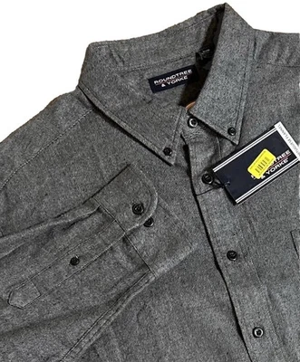 NEW Roundtree & Yorke Portuguese Flannel LS Button Down Gray Men’s 2XB Shirt - Image 1 of 4