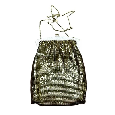 Bolso de noche Whiting & Davis vintage años 40 malla metálica dorada bolso de hombro monedero Foto 1 de 4