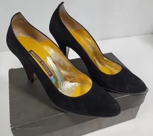 Walter Steiger Heels Vintage schwarz elegante Wildleder Pumps Größe 9,5 B - Bild 1 von 11