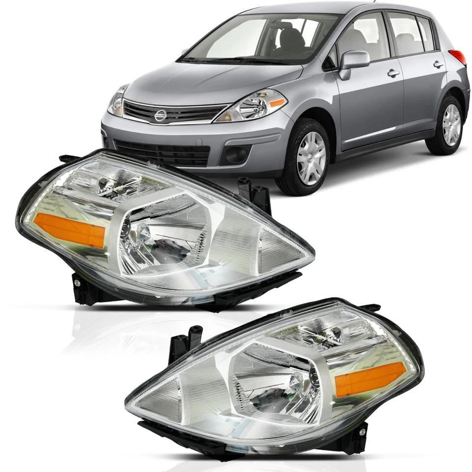 Headlight Assembly Pair For Nissan Versa 2007-2012 Left+Right Side Halogen Clear - Image 1 of 4