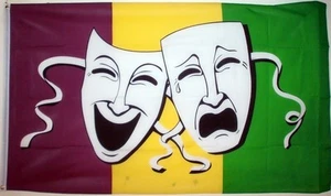 COMEDY & TRAGEDY FLAG Sock and Buskin THEATRE PLAY ACTOR ACTRESS FREE POSTAGE UK - Picture 1 of 1