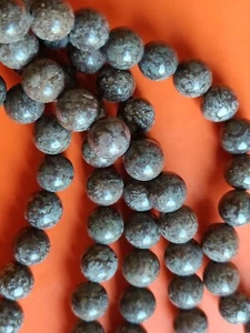 2 STRANDS NATURAL SNOWFLAKE OBSIDIAN STONE BEADS - Picture 1 of 6
