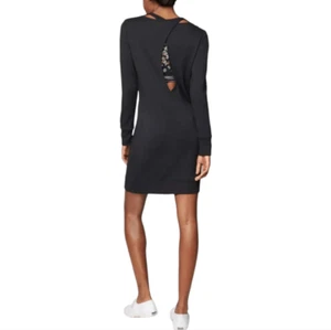 Athleta -1201 Nirvana Go-To Kleid schwarz gekreuzter Rücken Langarm #209977 XXS - Bild 1 von 10