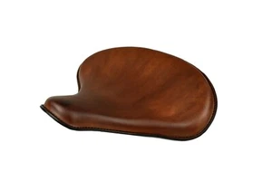 Medium Brown Leather Tractor Spring Solo Motorcycle Seat Harley Davidson Indian - Picture 1 of 4
