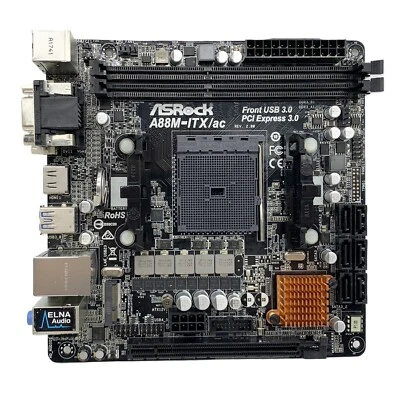 ASRock A88M-ITX/ac Motherboard Mini-ITX AMD A88X FM2+/FM2 DDR3 SATA3 HDMI DVI-D - Image 1 of 4