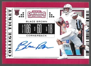 2019 Panini Contenders Draft Picks Blace Brown #206 RC Auto Troy Trojans - Picture 1 of 4