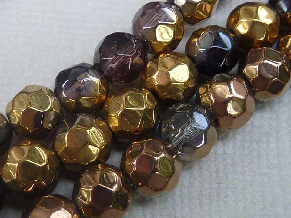 50 zweifarbige Facettperlen Glasschliffperlen Glasperlen rund gold 6mm 2809 - Bild 1 von 1