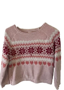 Girls  Favorite Pink Sweater Members Mark  With Designs Size 14/16 - Picture 1 of 5