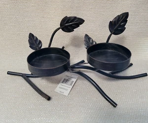 NUEVO Candelabro Yankee vintage hojas de metal doble pilar 221011G - Imagen 1 de 5