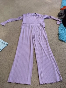 Girls 365 Kids Purple Long Sleeve Top And Flowy Pants Set Size 8 - Picture 1 of 3
