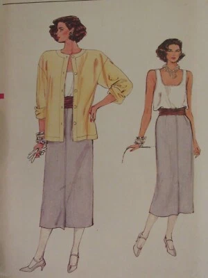 Amazing VTG 80s VOGUE 9021 Misses Cardigan Jacket Top & Skirt PATTERN 8-10-12 - Image 1 of 4