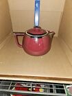 Vintage Hall 8-cup Tea Pot burgundy ceramic with platinum trim home prop