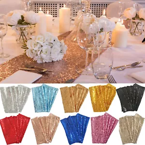 TtS 5x Glitter Sequin Table Runners Cloth 12"x108" inch Sparkly Christmas Party - Picture 1 of 26