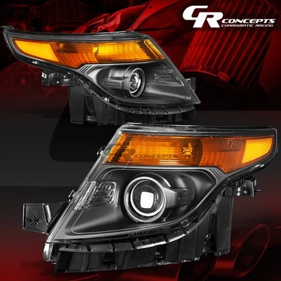 PAR DE FAROS PROYECTORES ESQUINEROS ÁMBAR NEGRO DIESTRO+DERECHO PARA FORD EXPLORER 2011-2015 Foto 1 de 4