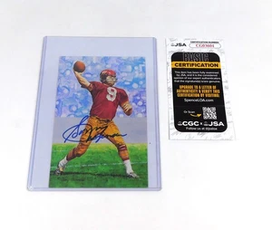 Tarjeta 4x6 firmada por Sonny Jurgensen 1991 del Salón de la Fama del Fútbol Profesional/5000 JSA Automática - Imagen 1 de 2