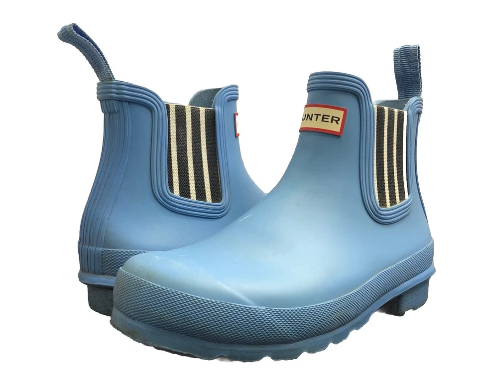 Botas de chuva femininas Hunter originais listradas de jardim Chelsea curtas azuis tamanho 7 - Imagem 1 de 1