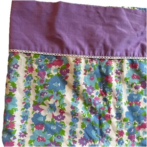 Vtg Sears Flower Power Floral Twin Flat Sheet Fabric 72x104 Purple Blue 70s - Picture 1 of 4