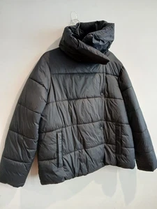 Banana Republic Short Duvet Puffer Coat Lined Funnel Collar Navy Coat Medium - Picture 1 of 16