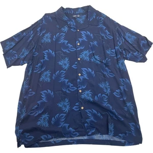 Cherokee Casual Shirt Hawaiian Print Button-Up Blue Tropical Mens 2XL - Picture 1 of 5