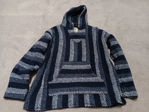 Baja Joe Drug Rug Hoodie Youth XL Pullover Knit Rasta Blue - Picture 1 of 3