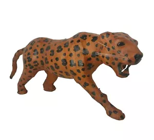 Ojos de cristal vintage envueltos en cuero leopardo guepardo gato 18" de largo x 7" de alto - Imagen 1 de 11