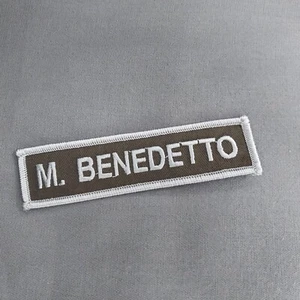 M. Benedetto Black Grey 1"x4" Tab Iron On Patch - Picture 1 of 2