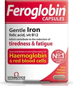 2 x Vitabiotics Feroglobin Original 30 Slow Release Capsules - Picture 1 of 5