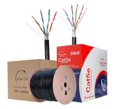 CAT5e OUTDOOR 500ft/1000ft Ethernet Cable - UTP/FTP Solid Direct Burial Wire LOT - Image 1 of 4