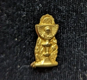 Vintage First Holy Communion Chalice Wheat Jesus IHS In his service hinged gold - Picture 1 of 3