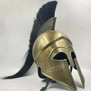 Medieval Greek Corinthian Spartan Helmet Antique Brass Costume Halloween - Picture 1 of 3