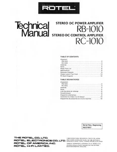 Service Manual-Anleitung für Rotel RC-1010 - Picture 1 of 1