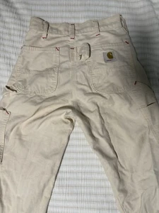 Carhartt Vintage 60s / 70s Painters Carpenter Pants Cream Made in USA Small W - Picture 1 of 7