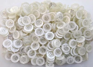 18mm 23mm Clear Cream with Silver Glitter Abstract 4 Hole Buttons (Q410A Q410B)x - Picture 1 of 1