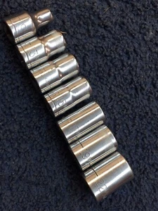 Vintage Craftsman 7 Pc Socket Set 1/2" Dr 12 (9,13,14,15,17,19,22)=V= series USA - Picture 1 of 2