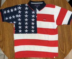 Ivy Crew Men's Size L USA Patriotic Polo Shirt Red/White/Blue Stars & Stripes - Picture 1 of 6