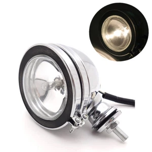 Chrome Retro Passing Driving Headlight Fog Light For Harley Cafe Racer Bobber - Picture 1 of 8