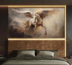 Neutral Colors Pegasus Vintage Paint Wall Art Canvas Unframed Print Art - Picture 1 of 3