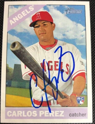 Carlos Perez Angels 2015 Topps Heritage Signed Autograph Card #553 ~ COA - Image 1 of 4