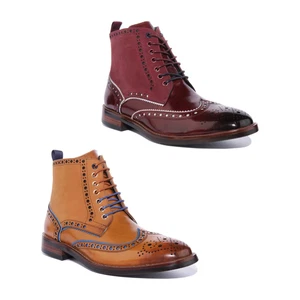 JUSTINREESS ENGLAND Gary Mens Leather Smart Boots In Wine Size UK 6 - 13